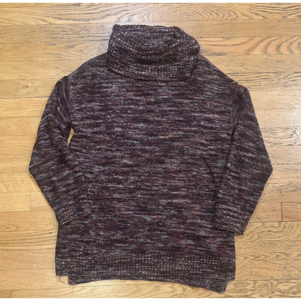 CJ Banks Marled Maroon Cowl Neck Sweater Knit Top Size X/XL Long Sleeve